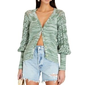 Jonathan Simkhai Adeline Cardigan In Lichen Jade